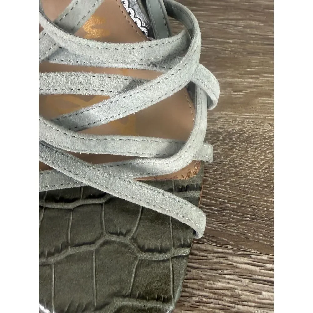 Sam Edelman Daffodil Strappy Block Heel Sandals Olive Green Leather 9 - Picture 8 of 8